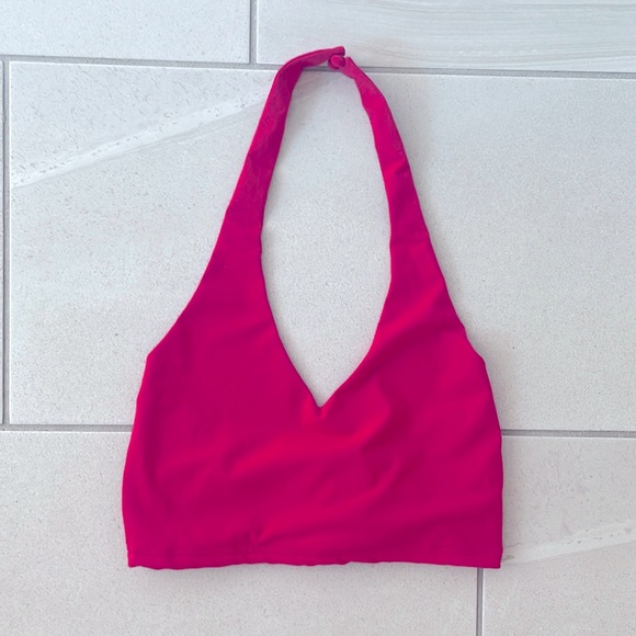 Bebe Hot Pink Crop Halter Top - Picture 1 of 3